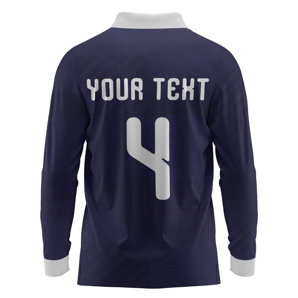 Custom Scotland Football Long Sleeve Polo Shirt Tartan Patchwork Pattern Scottish Saltire Flag Style