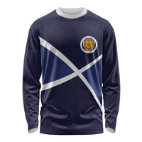 Custom Scotland Football Long Sleeve Shirt Tartan Patchwork Pattern Scottish Saltire Flag Style
