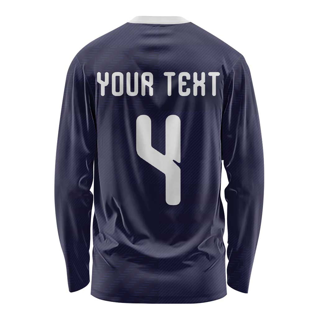 Custom Scotland Football Long Sleeve Shirt Tartan Patchwork Pattern Scottish Saltire Flag Style