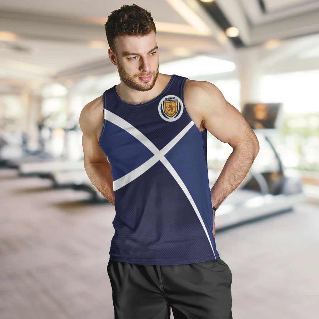 Custom Scotland Football Men Tank Top Tartan Patchwork Pattern Scottish Saltire Flag Style