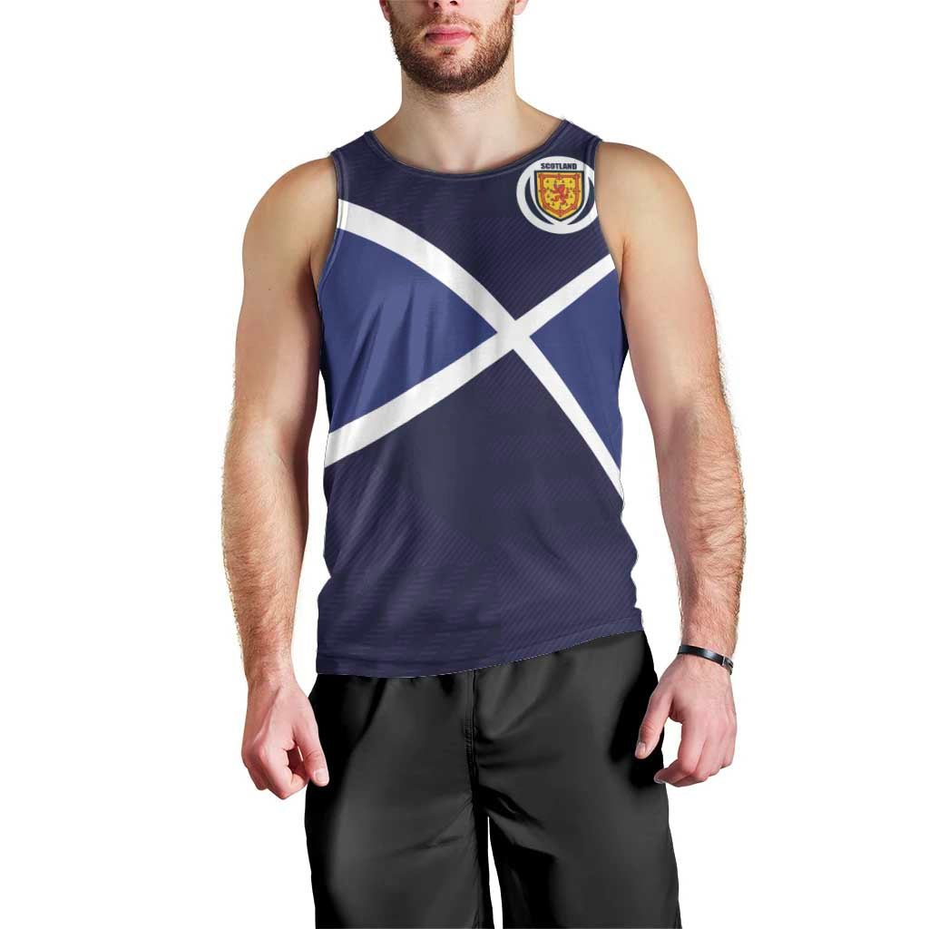Custom Scotland Football Men Tank Top Tartan Patchwork Pattern Scottish Saltire Flag Style