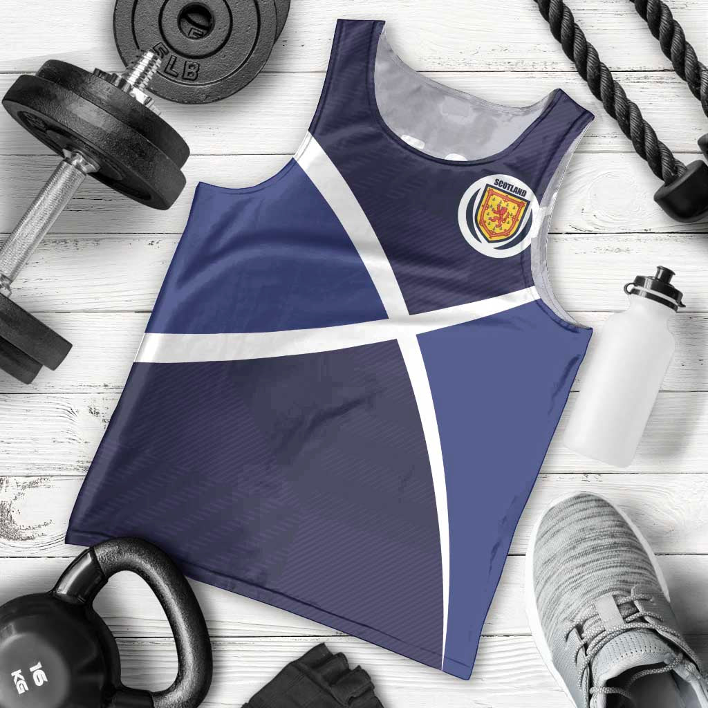 Custom Scotland Football Men Tank Top Tartan Patchwork Pattern Scottish Saltire Flag Style