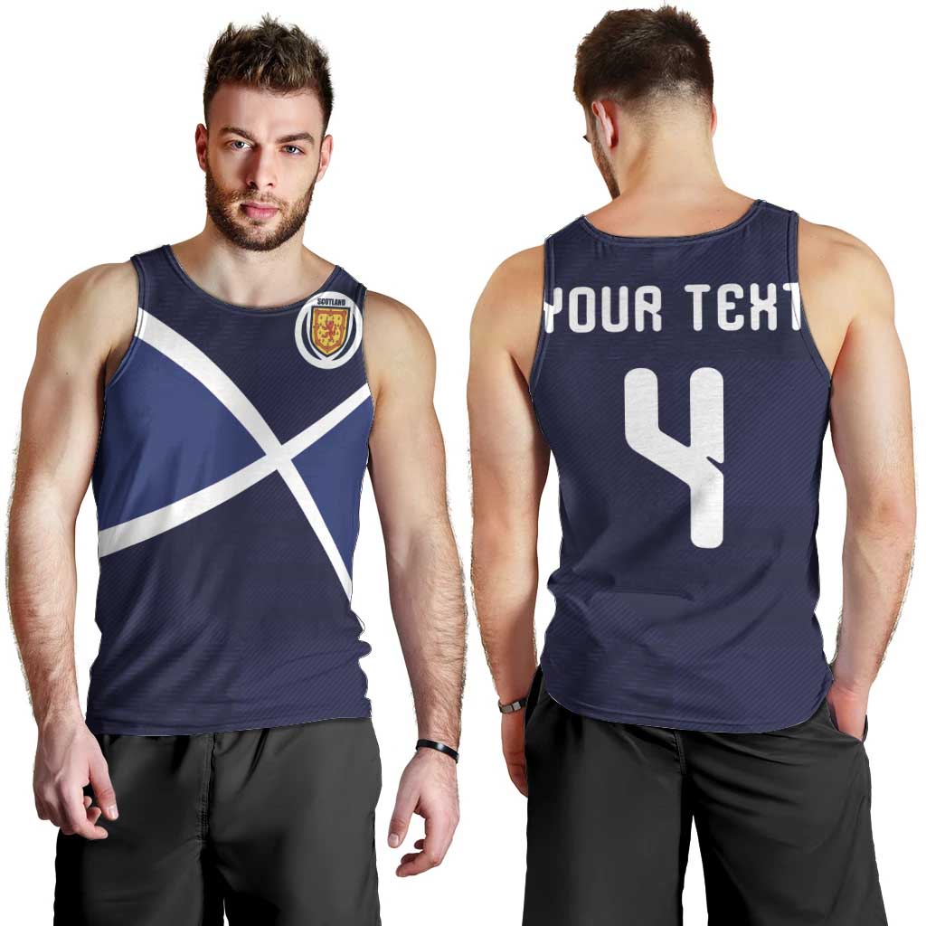 Custom Scotland Football Men Tank Top Tartan Patchwork Pattern Scottish Saltire Flag Style
