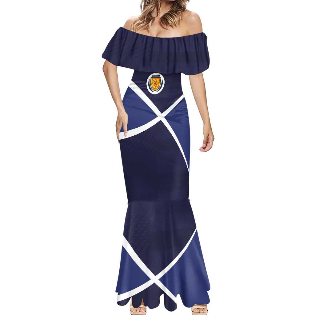 Custom Scotland Football Mermaid Dress Tartan Patchwork Pattern Scottish Saltire Flag Style