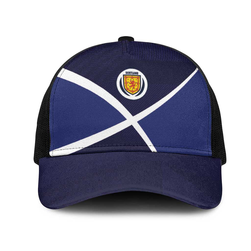 Scotland Football Mesh Trucker Cap Tartan Patchwork Pattern Scottish Saltire Flag Style