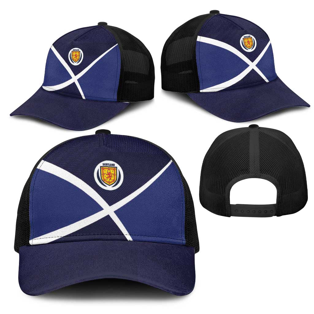 Scotland Football Mesh Trucker Cap Tartan Patchwork Pattern Scottish Saltire Flag Style