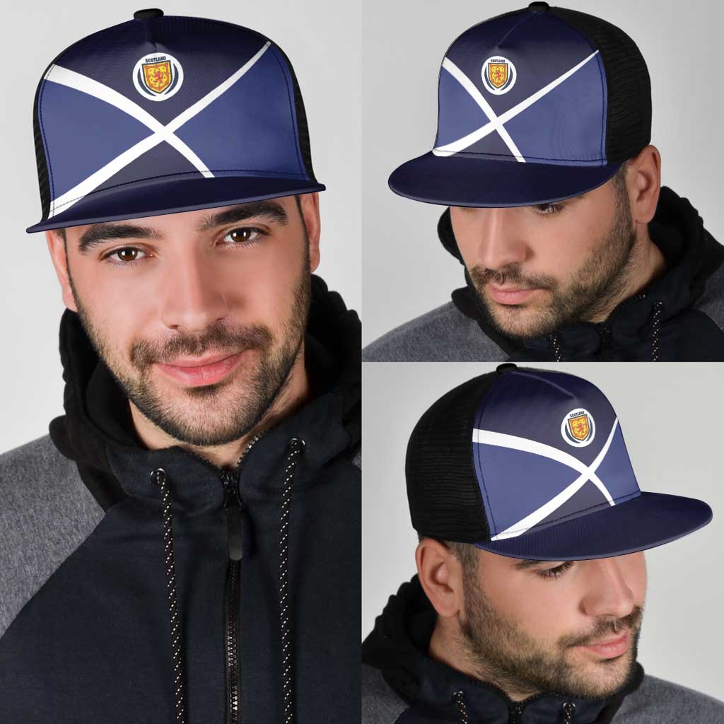 Scotland Football Mesh Trucker Cap Tartan Patchwork Pattern Scottish Saltire Flag Style