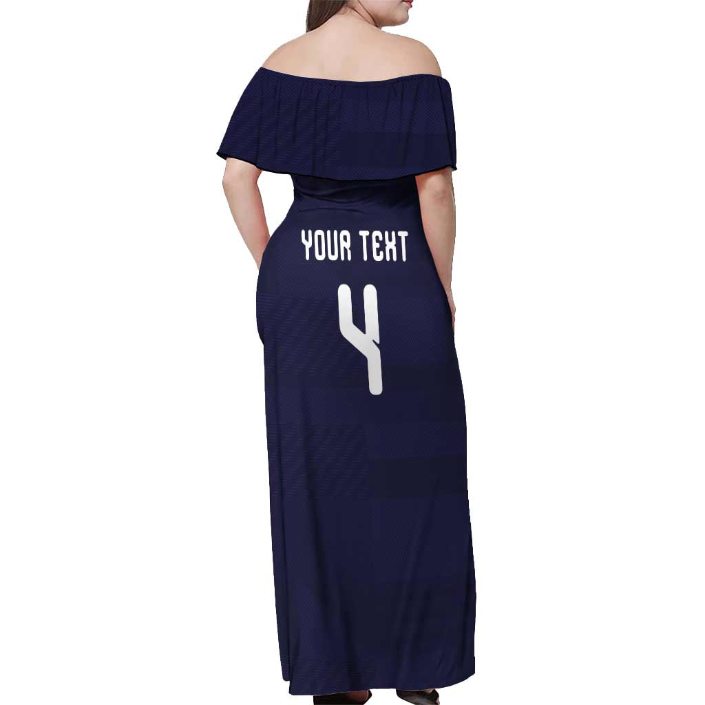 Custom Scotland Football Off Shoulder Maxi Dress Tartan Patchwork Pattern Scottish Saltire Flag Style