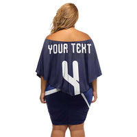 Custom Scotland Football Off Shoulder Short Dress Tartan Patchwork Pattern Scottish Saltire Flag Style