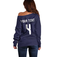 Custom Scotland Football Off Shoulder Sweater Tartan Patchwork Pattern Scottish Saltire Flag Style