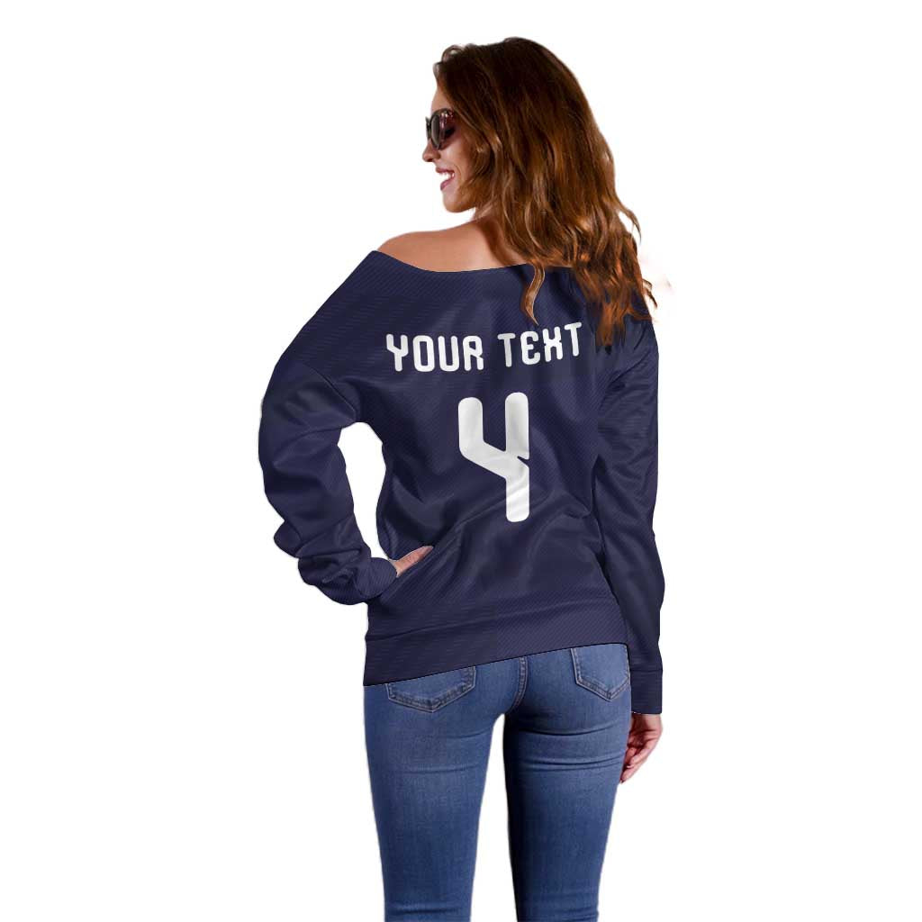 Custom Scotland Football Off Shoulder Sweater Tartan Patchwork Pattern Scottish Saltire Flag Style