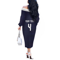 Custom Scotland Football Off The Shoulder Long Sleeve Dress Tartan Patchwork Pattern Scottish Saltire Flag Style