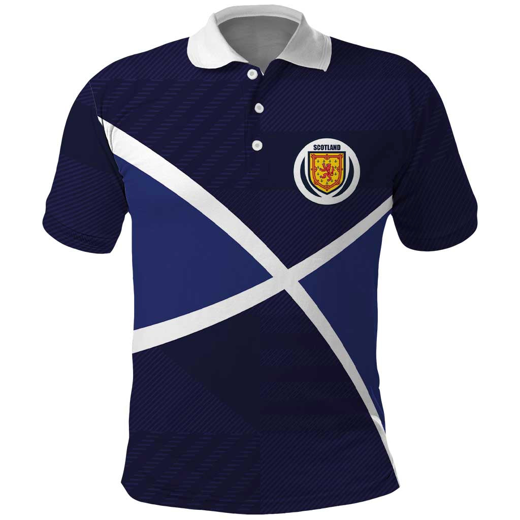 Custom Scotland Football Polo Shirt Tartan Patchwork Pattern Scottish Saltire Flag Style