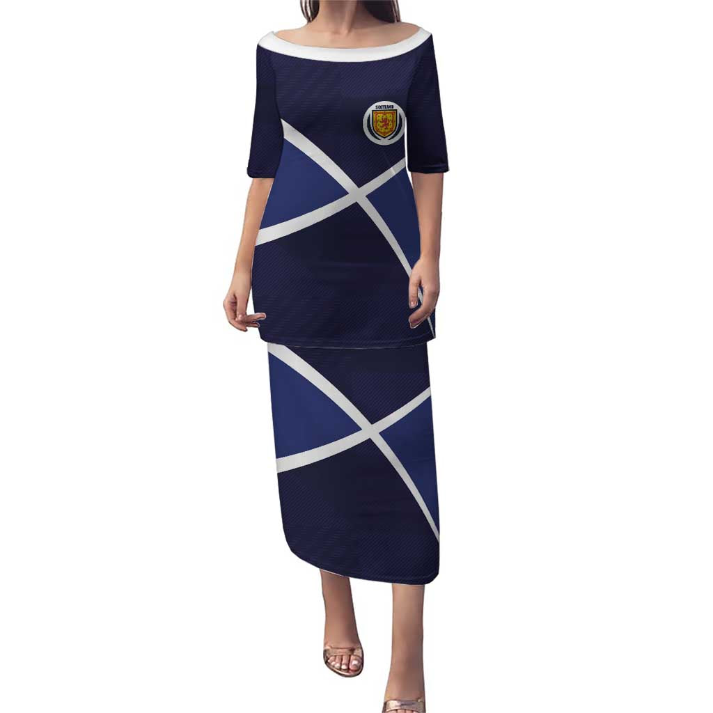 Custom Scotland Football Puletasi Tartan Patchwork Pattern Scottish Saltire Flag Style