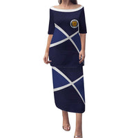 Custom Scotland Football Puletasi Tartan Patchwork Pattern Scottish Saltire Flag Style
