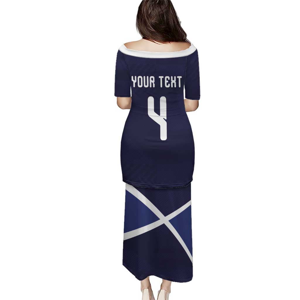 Custom Scotland Football Puletasi Tartan Patchwork Pattern Scottish Saltire Flag Style