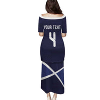 Custom Scotland Football Puletasi Tartan Patchwork Pattern Scottish Saltire Flag Style