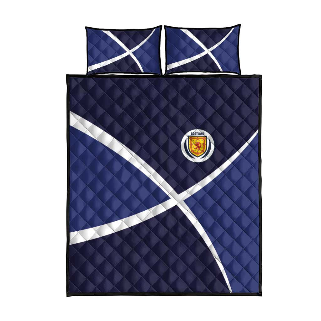Scotland Football Quilt Bed Set Tartan Patchwork Pattern Scottish Saltire Flag Style