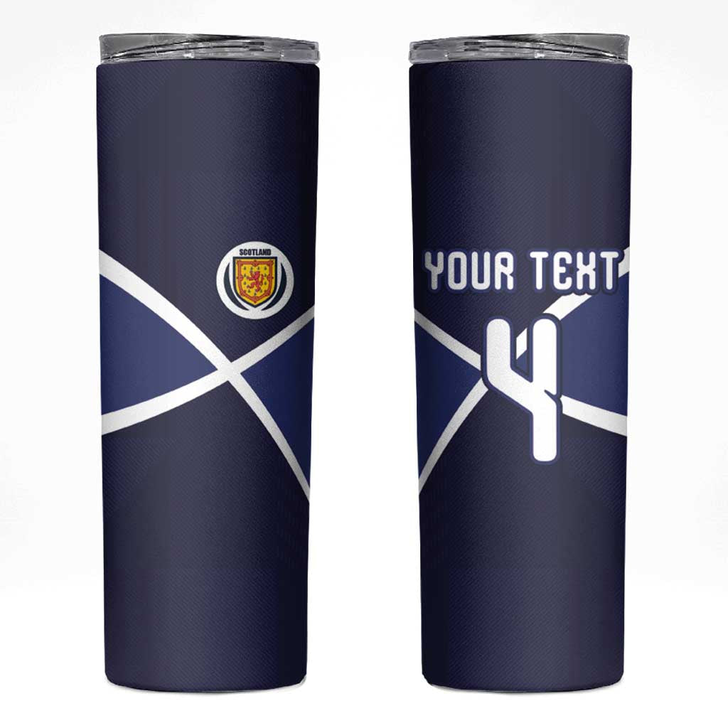 Custom Scotland Football Skinny Tumbler Tartan Patchwork Pattern Scottish Saltire Flag Style