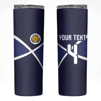 Custom Scotland Football Skinny Tumbler Tartan Patchwork Pattern Scottish Saltire Flag Style