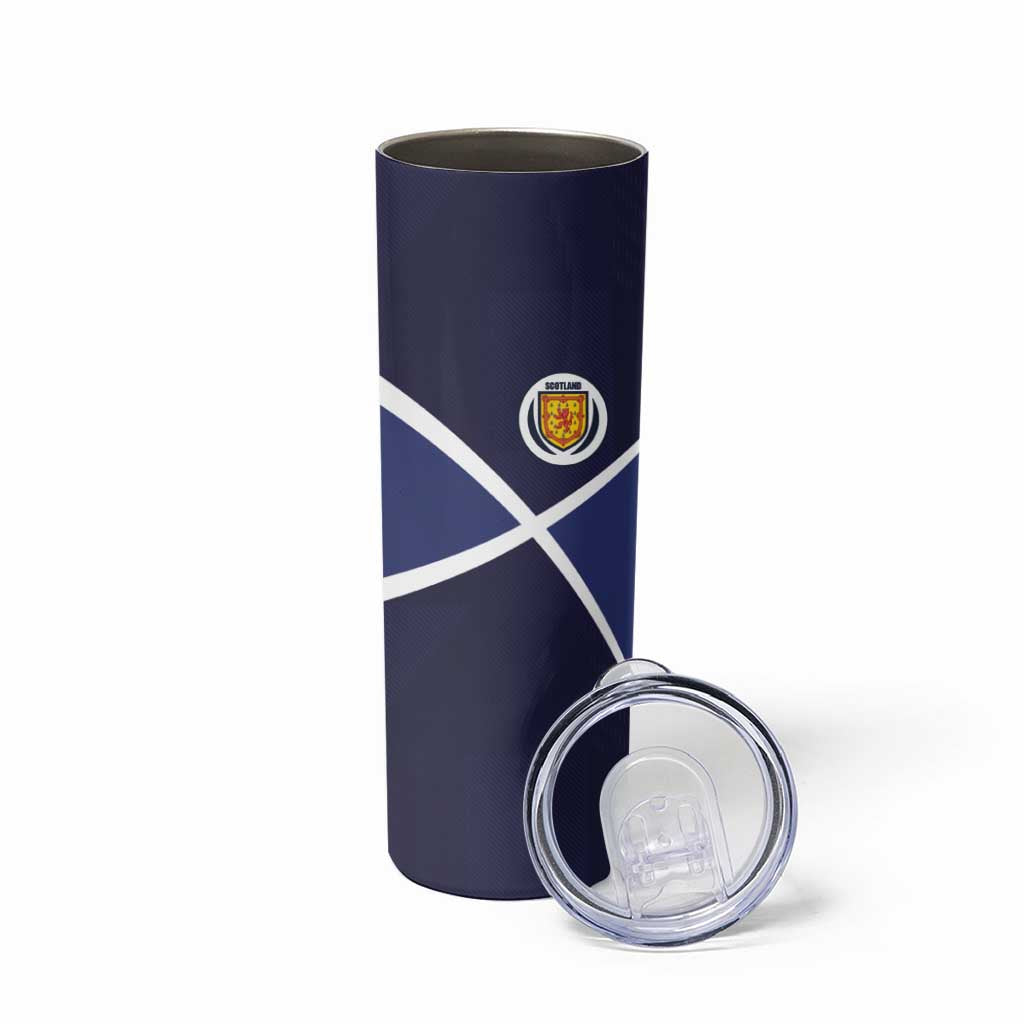 Custom Scotland Football Skinny Tumbler Tartan Patchwork Pattern Scottish Saltire Flag Style