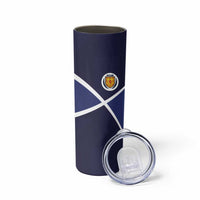 Custom Scotland Football Skinny Tumbler Tartan Patchwork Pattern Scottish Saltire Flag Style