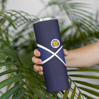 Custom Scotland Football Skinny Tumbler Tartan Patchwork Pattern Scottish Saltire Flag Style
