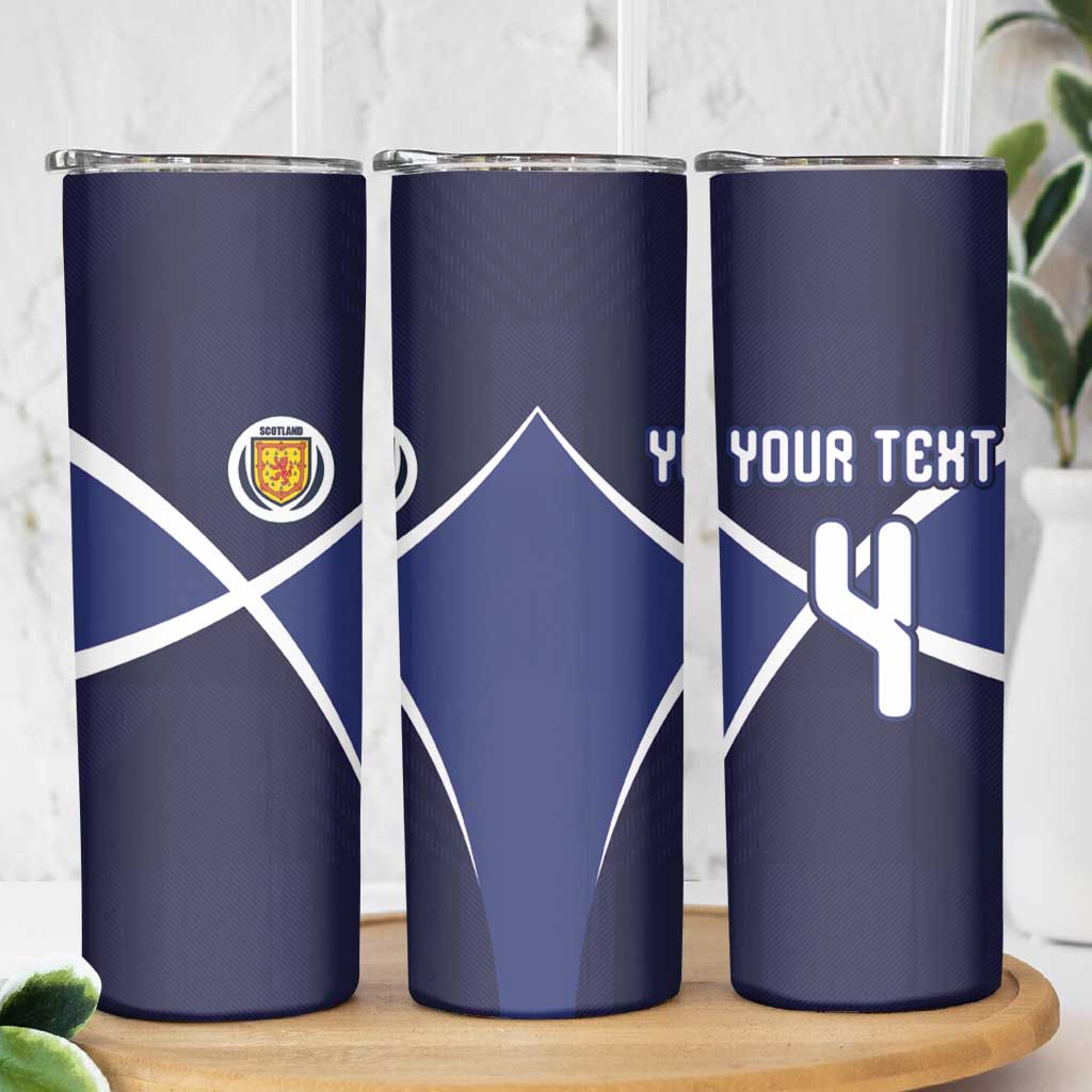 Custom Scotland Football Skinny Tumbler Tartan Patchwork Pattern Scottish Saltire Flag Style