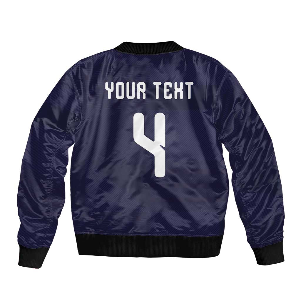 Custom Scotland Football Sleeve Zip Bomber Jacket Tartan Patchwork Pattern Scottish Saltire Flag Style