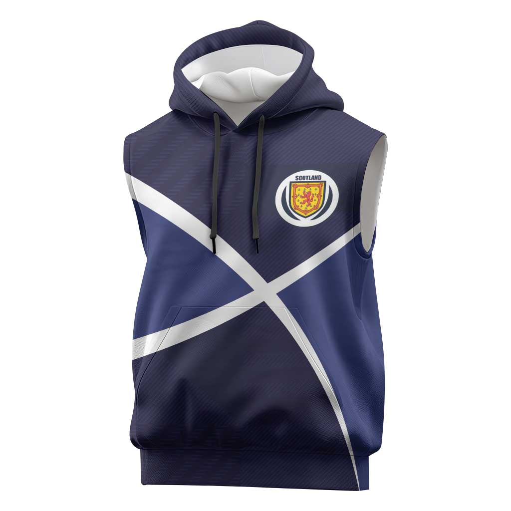 Custom Scotland Football Sleeveless Hoodie Tartan Patchwork Pattern Scottish Saltire Flag Style