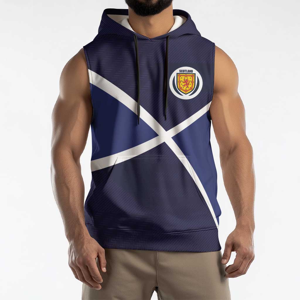 Custom Scotland Football Sleeveless Hoodie Tartan Patchwork Pattern Scottish Saltire Flag Style
