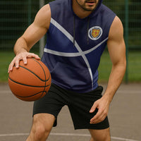 Custom Scotland Football Sleeveless Hoodie Tartan Patchwork Pattern Scottish Saltire Flag Style
