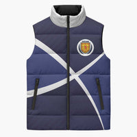 Custom Scotland Football Sleeveless Puffer Jacket Tartan Patchwork Pattern Scottish Saltire Flag Style