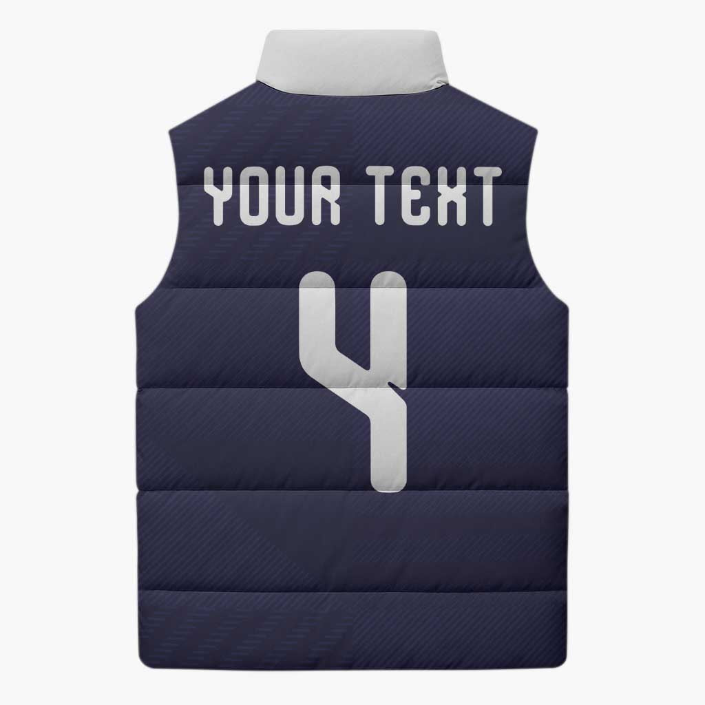 Custom Scotland Football Sleeveless Puffer Jacket Tartan Patchwork Pattern Scottish Saltire Flag Style