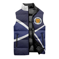 Custom Scotland Football Sleeveless Puffer Jacket Tartan Patchwork Pattern Scottish Saltire Flag Style