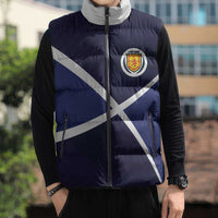 Custom Scotland Football Sleeveless Puffer Jacket Tartan Patchwork Pattern Scottish Saltire Flag Style