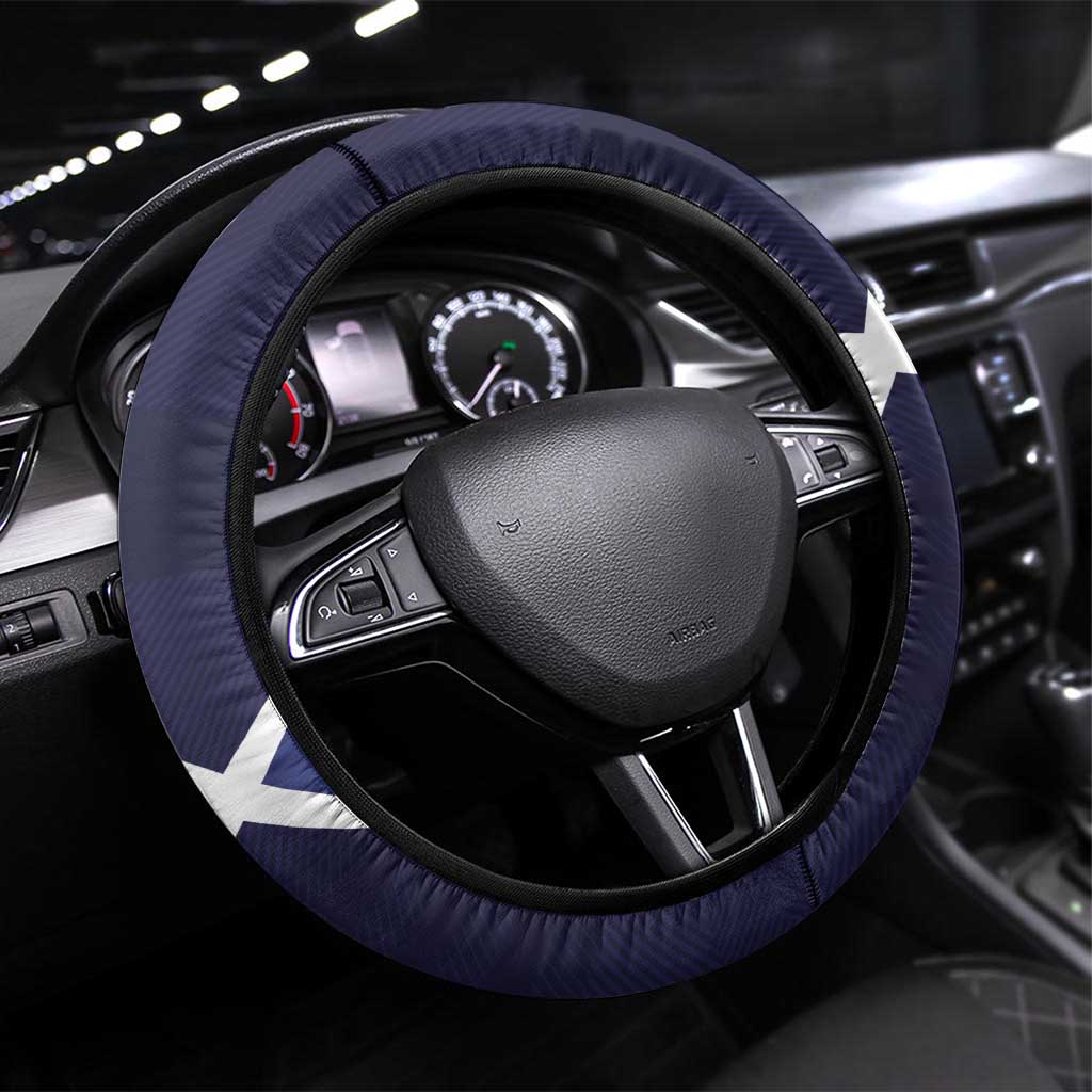 Scotland Football Steering Wheel Cover Tartan Patchwork Pattern Scottish Saltire Flag Style