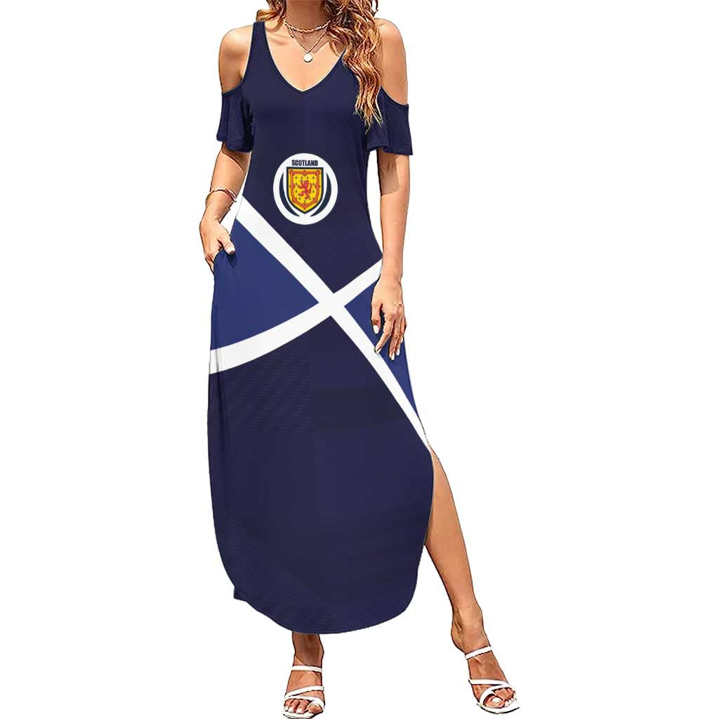 Custom Scotland Football Summer Maxi Dress Tartan Patchwork Pattern Scottish Saltire Flag Style
