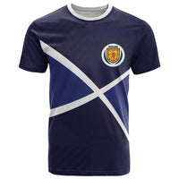 Custom Scotland Football T Shirt Tartan Patchwork Pattern Scottish Saltire Flag Style