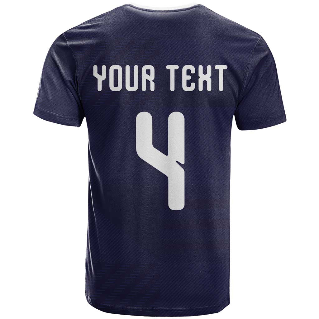Custom Scotland Football T Shirt Tartan Patchwork Pattern Scottish Saltire Flag Style
