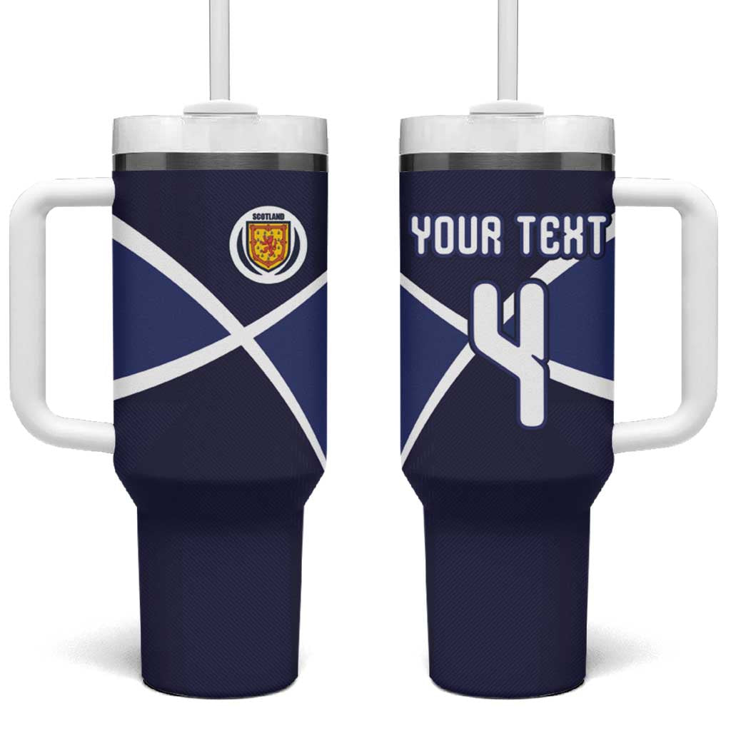Custom Scotland Football Tumbler With Handle Tartan Patchwork Pattern Scottish Saltire Flag Style