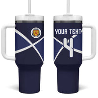 Custom Scotland Football Tumbler With Handle Tartan Patchwork Pattern Scottish Saltire Flag Style