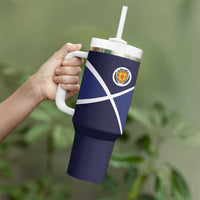 Custom Scotland Football Tumbler With Handle Tartan Patchwork Pattern Scottish Saltire Flag Style