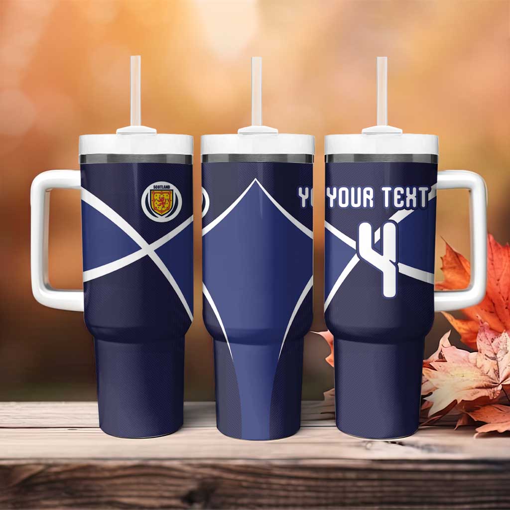 Custom Scotland Football Tumbler With Handle Tartan Patchwork Pattern Scottish Saltire Flag Style