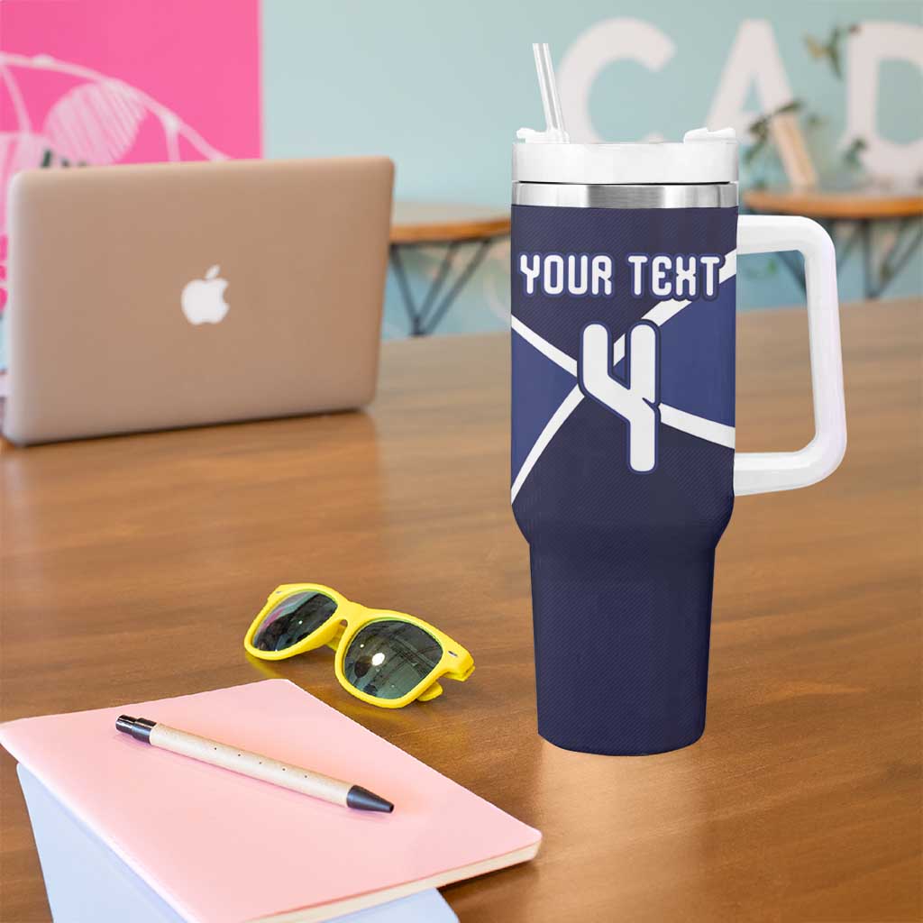 Custom Scotland Football Tumbler With Handle Tartan Patchwork Pattern Scottish Saltire Flag Style