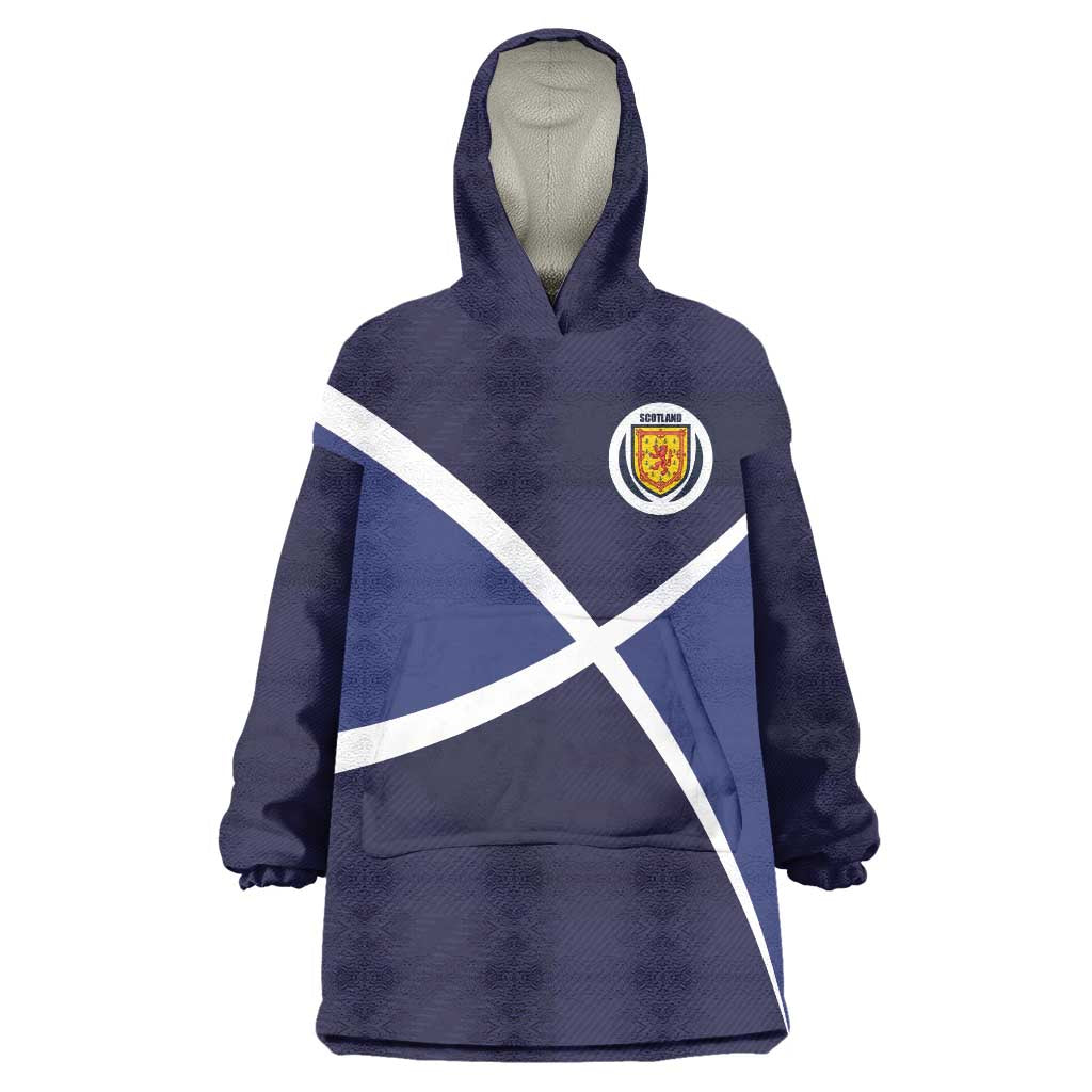 Custom Scotland Football Wearable Blanket Hoodie Tartan Patchwork Pattern Scottish Saltire Flag Style
