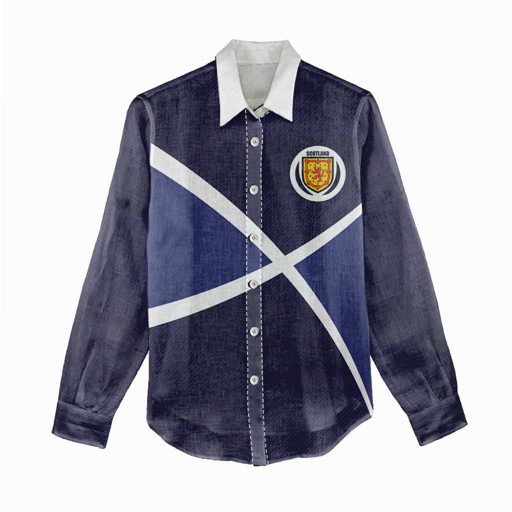Custom Scotland Football Women Casual Shirt Tartan Patchwork Pattern Scottish Saltire Flag Style