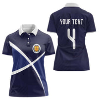 Custom Scotland Football Women Polo Shirt Tartan Patchwork Pattern Scottish Saltire Flag Style