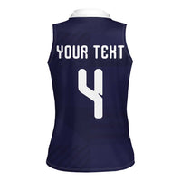 Custom Scotland Football Women Sleeveless Polo Shirt Tartan Patchwork Pattern Scottish Saltire Flag Style