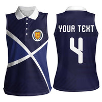 Custom Scotland Football Women Sleeveless Polo Shirt Tartan Patchwork Pattern Scottish Saltire Flag Style